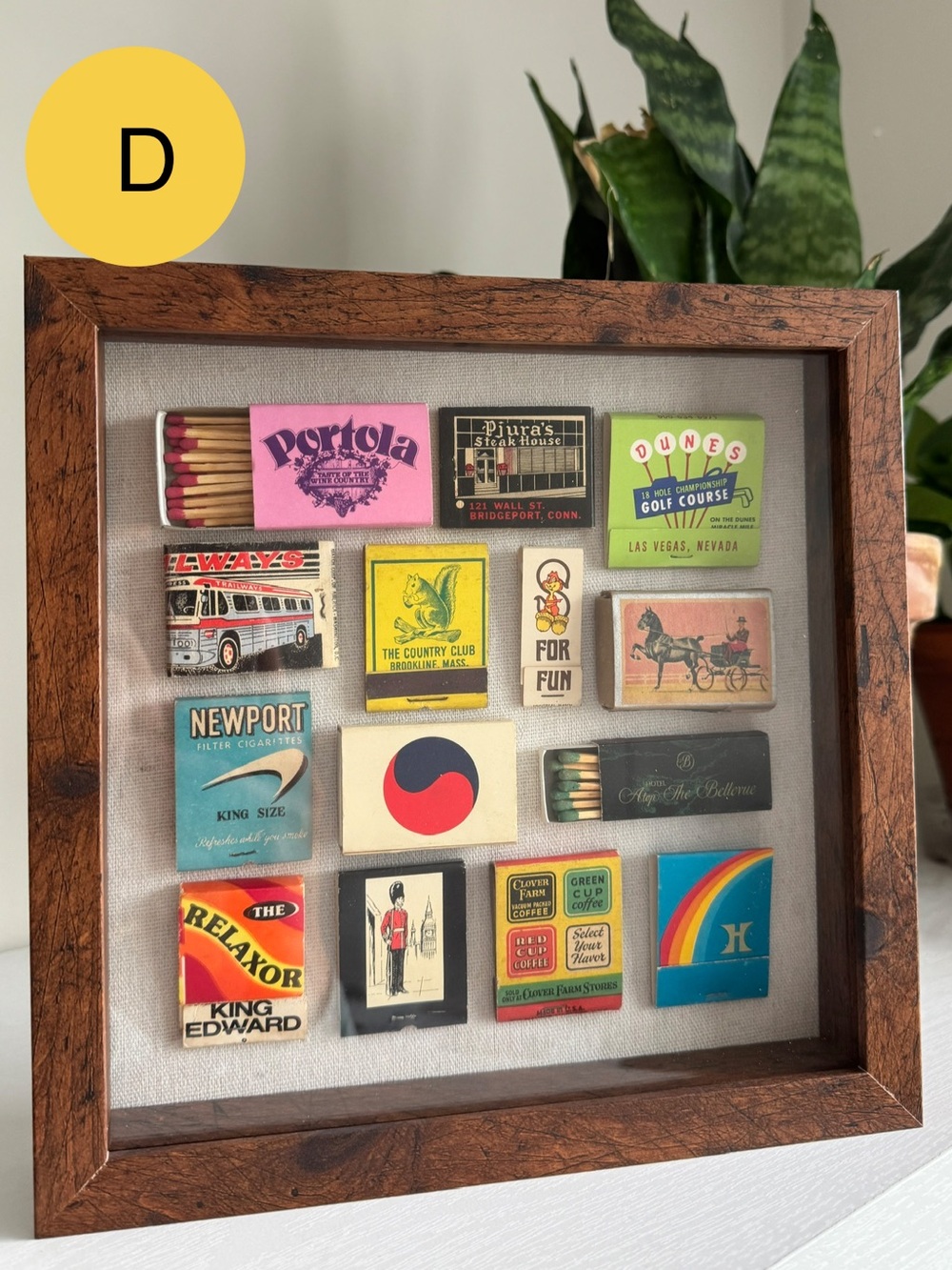 Vintage Matchbooks - Wooden Shadow Box Frame 9x9